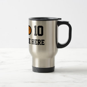 Personalized basketball travel mug with number