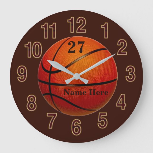 Personalized Basketball Wall Clocks TEXT, COLORS (Front)