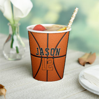 Personalized Basketball with Name & Age Paper Cups