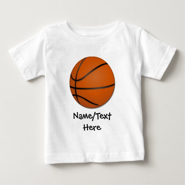 Personalized Basketball Wood Floor Baby T-Shirt (Front)