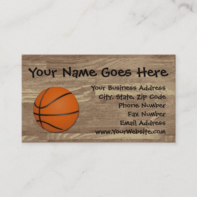 Personalized Basketball Wood Floor Business Card (Front)