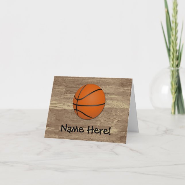 Personalized Basketball Wood Floor Card (Front)
