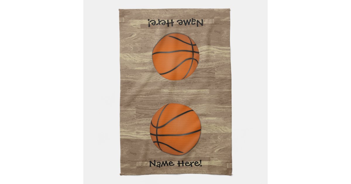 Personalized Basketball Wood Floor Kitchen Towel Zazzle Com