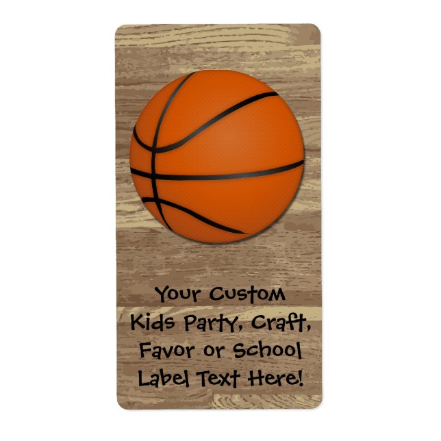 Personalized Basketball Wood Floor Label (Front)