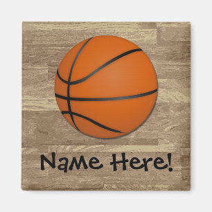 Personalized Basketball Wood Floor Magnet