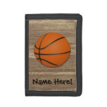 Personalized Basketball Wood Floor Tri-fold Wallet