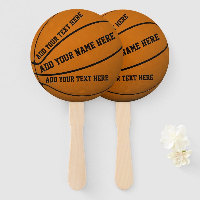 Personalized Basketballs Hand Fan (Front and Back)