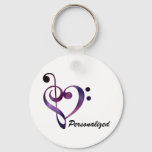 Personalized Bass And Treble Clef Heart Keychain at Zazzle