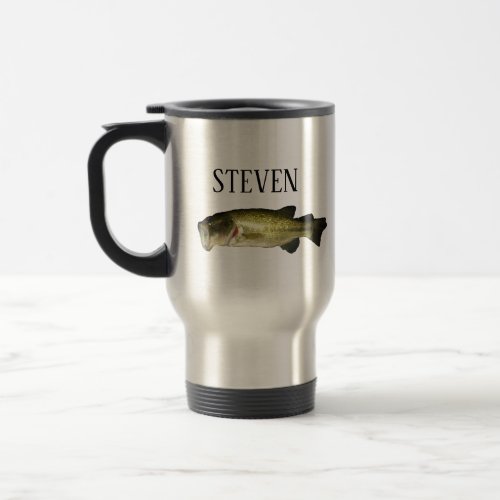 Personalized Bass Fish Stainless Steel Travel Mug