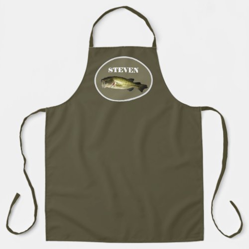 Personalized Bass Fishing Green Kitchen Apron