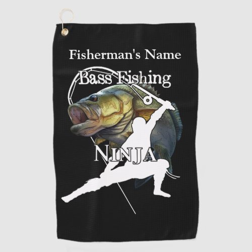 Personalized Bass Fishing Ninja Dark Fishing Towel