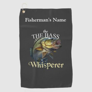 Personalized Bass Whisperer Dark Fishing Towel by pjwuebker at Zazzle