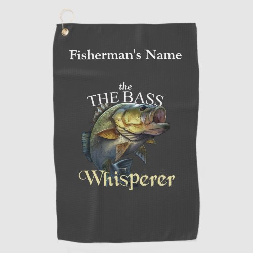 Personalized Bass Whisperer Dark Fishing Towel