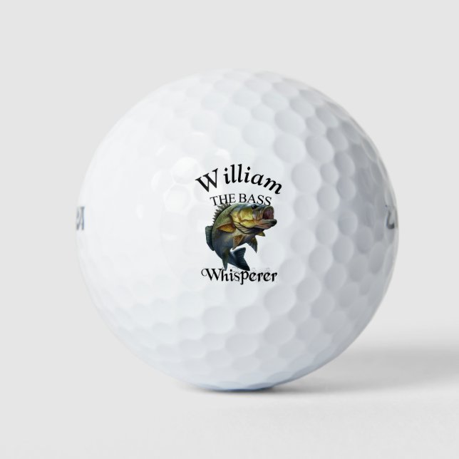 Personalized Bass Whisperer Fisherman Golf Balls (Front)