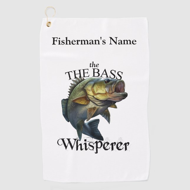 Personalized Bass Whisperer Light Fishing Towel (Front)