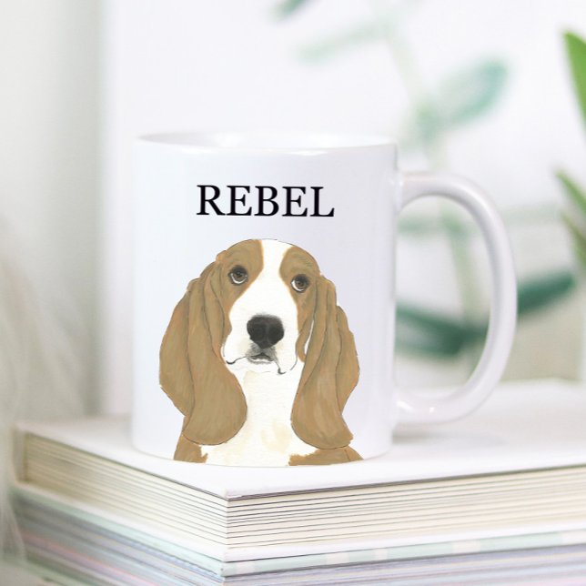 Personalized Basset Hound Beverage Coaster Coffee Mug (Creator Uploaded)