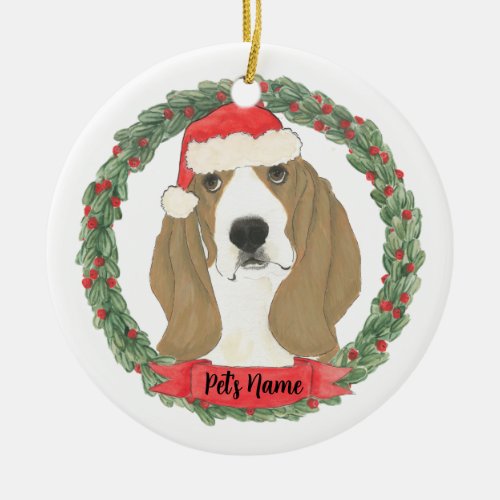 Personalized Basset Hound Ceramic Ornament