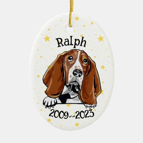 Personalized Basset Hound Memorial Ornament 
