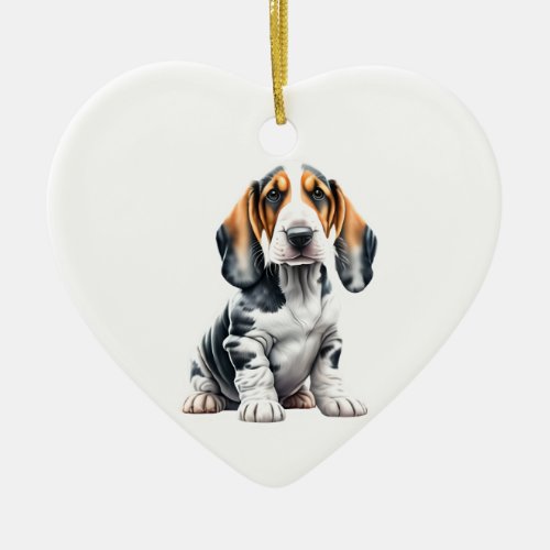 Personalized Basset Hound Puppy Ceramic Ornament