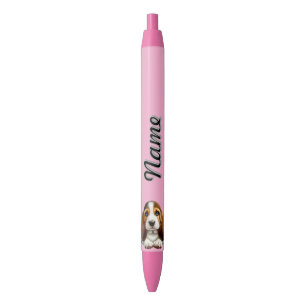 Personalized Basset Hound Puppy With Flowers Pen