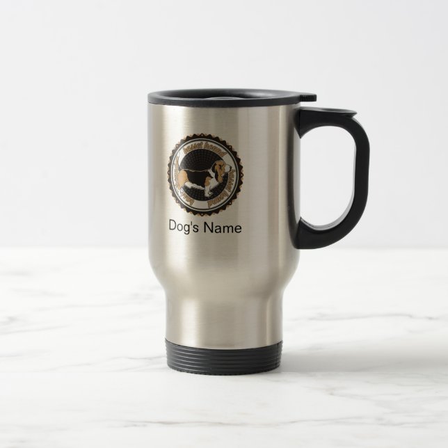 Personalized Basset Hound With Dog Names Travel Mug (Right)