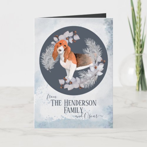 Personalized Bassett Hound Christmas  Holiday Card