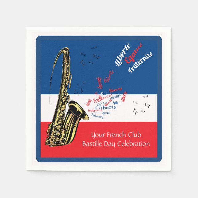 Personalized Bastille Day Paper Napkins (Front)