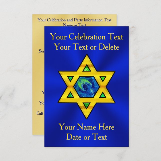 Personalized Bat Mitzvah, Bar Mitzvah Invitations (Front/Back)