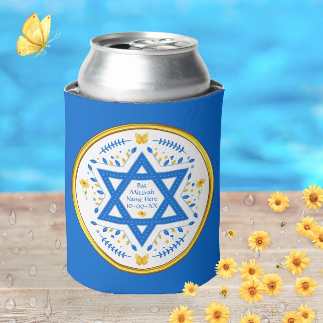 Personalized, Bat Mitzvah Favors, or ANY OCCASION, Can Cooler (Bat Mitzvah Can Coolers. Bat Mitzvah Party Supplies. Adds to your Bat Mitzvah Table Decorations.)