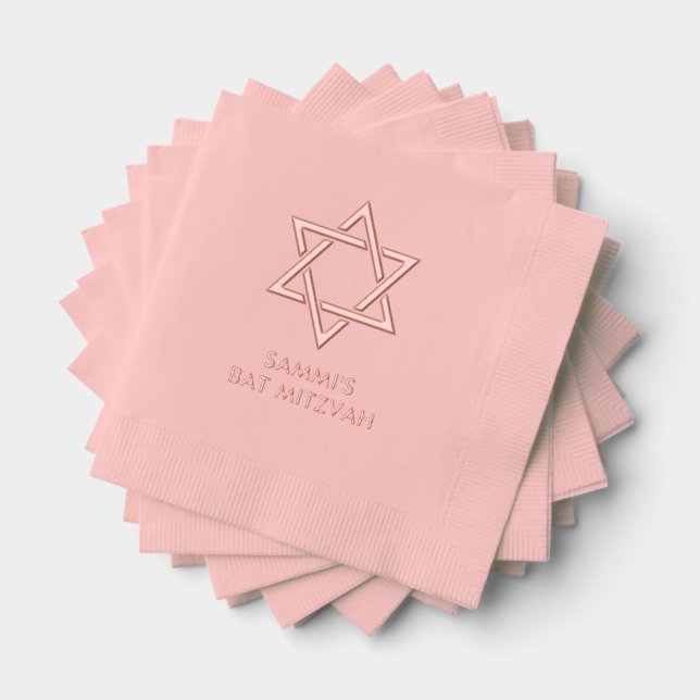 Personalized Bat Mitzvah Foil Stamped Napkins (Insitu (Stacked))