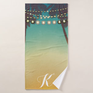 Personalized Bath Towel Beach Sunset Palm Tree Str