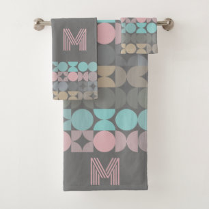 Personalized Bath Towel Set With Abstract Art
