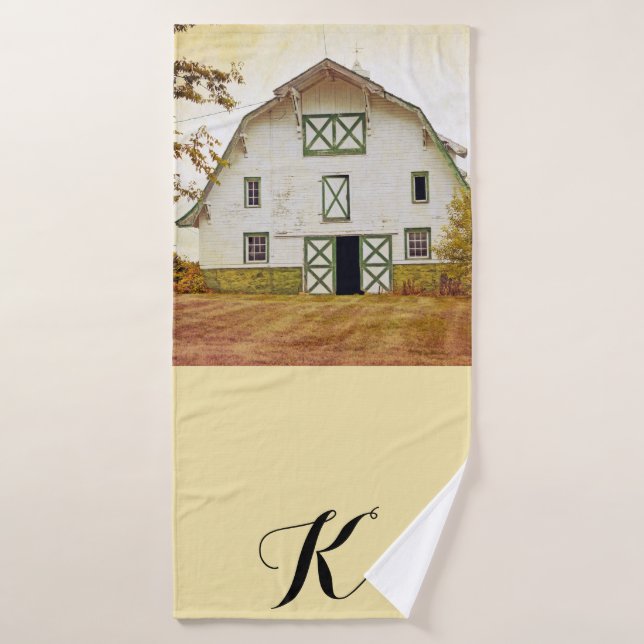Personalized Bath Towel Sunset Barn Country Rustic (Bath Towel)
