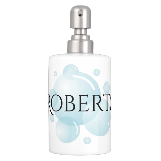 Personalized bathroom soap pump toothbrush holder (Front)