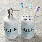Personalized bathroom soap pump toothbrush holder (Front)