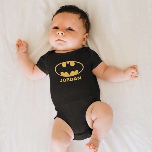 Personalized Batman Symbol  Oval Logo Baby Bodysuit