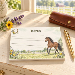 Personalized Bay Andalusian Horse Meadow Post-it Notes