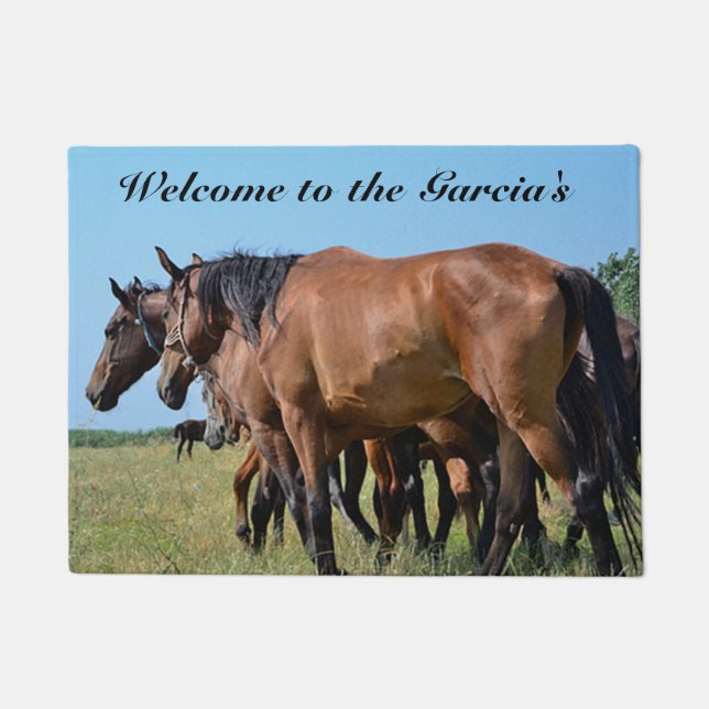 Personalized Bay Horse Door Mat (Front)