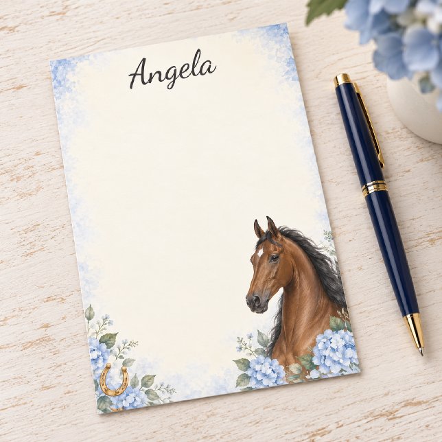Personalized Bay Saddlebred Blue Hydrangea Post-it Notes (Creator Uploaded)