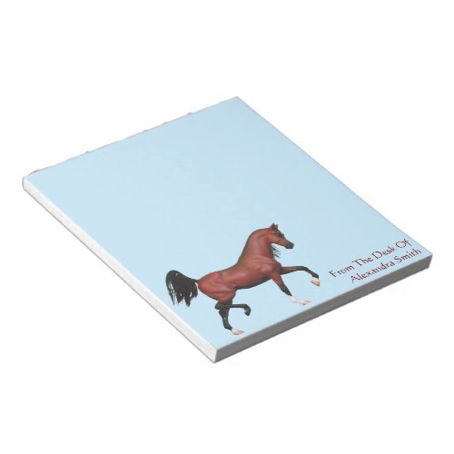 Personalized Bay Trotting Arabian Horse Art Notes
