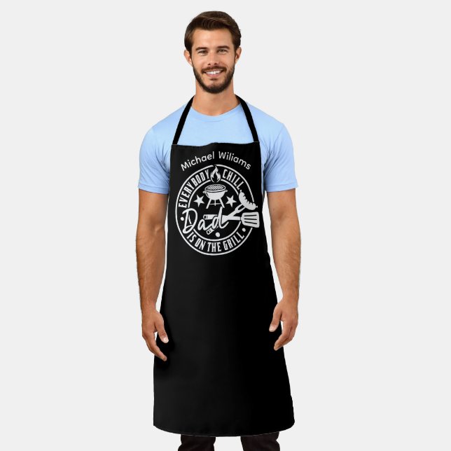 Personalized BBQ Apron for Dad Funny Grill Gift (Worn)