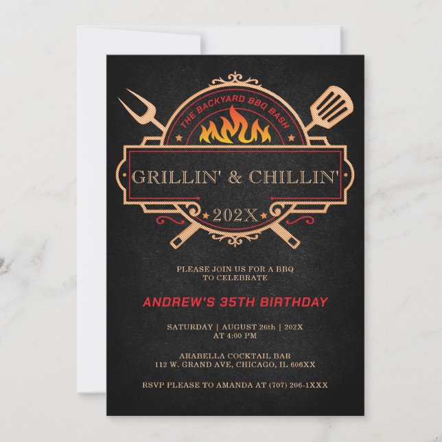 Personalized BBQ Birthday Party Template Ideas (Front)