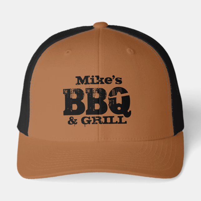 Personalized BBQ cap for him | Brown black (Front)