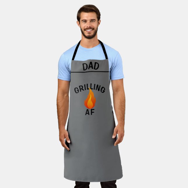 Personalized BBQ Chef Aprons, Grilling AF As Fu ck Apron (Worn)