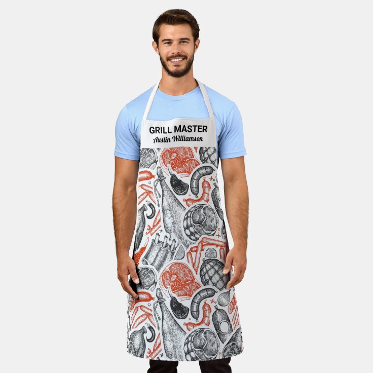 Personalized BBQ Grill Chef Barbecue Master Apron | Zazzle