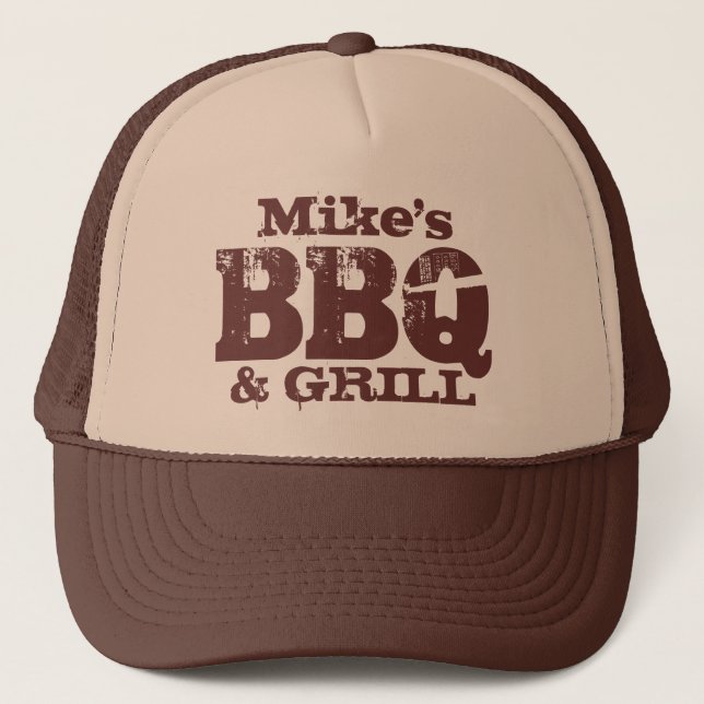 Personalized BBQ hat for guys | Brown beige (Front)
