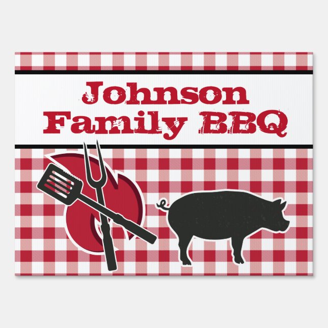 Personalized BBQ Picnic Family Reunion Custom Yard Sign (Front)