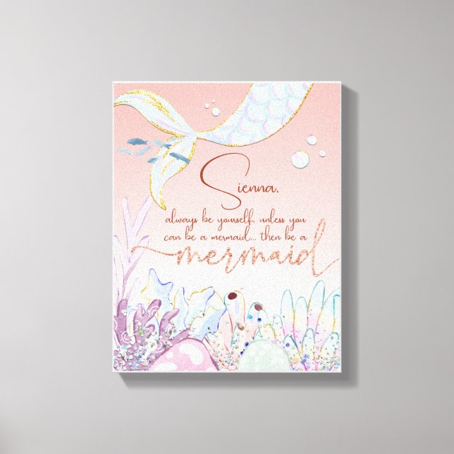 Personalized "Be a Mermaid" Canvas Print (Front)