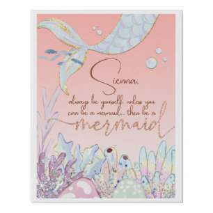 Personalized "Be a Mermaid" Faux Canvas Print