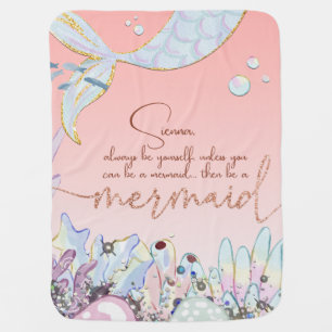 Personalized "Be a Mermaid" Pastel Glitter Baby Blanket